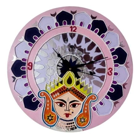 Handcrafted Durga Lippan Art Wall Clock